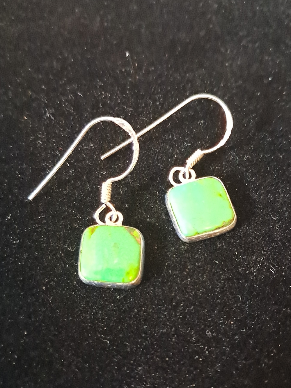 Green Copper Turquoise in .925 Earrings